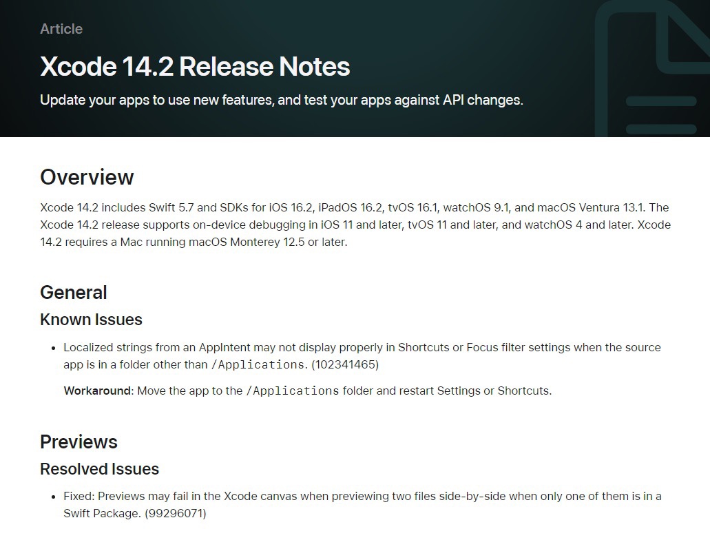 苹果更新编程工具 Xcode 14.2：包含 Swift 5.7 版本