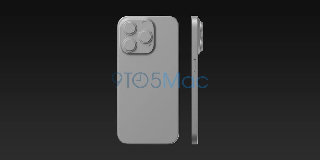 苹果 iPhone 15 Pro 渲染图曝光，根据配件厂商提供的 CAD 模型制作