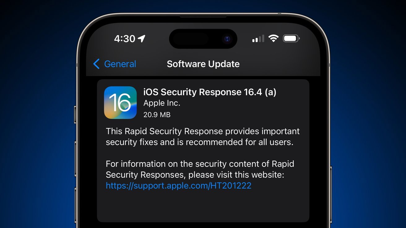 苹果为 iOS 16.4 发布快速安全响应更新