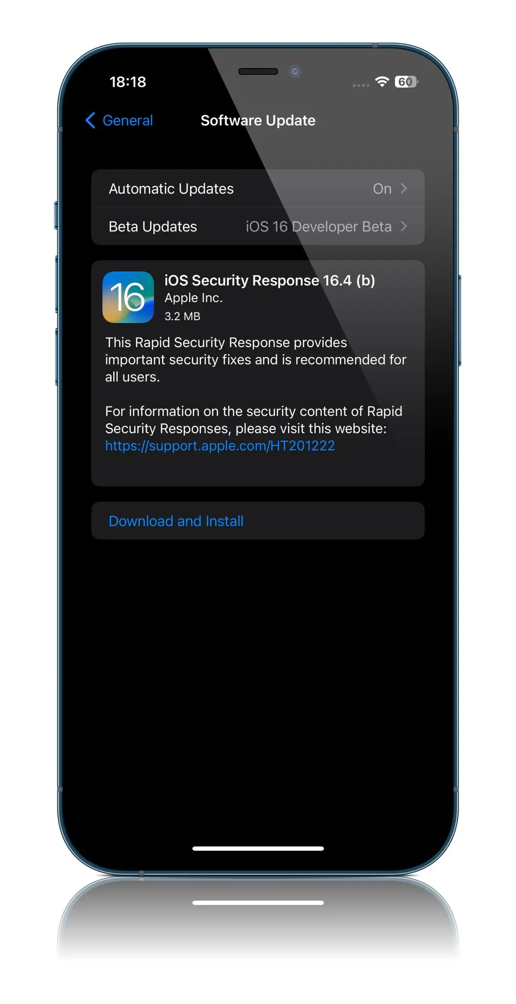 苹果向 iOS 16.4 测试版推送第二个快速安全响应更新