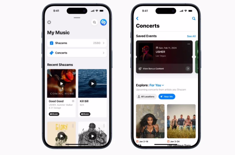 苹果为 Shazam 应用更新“音乐会”功能，提供本地音乐表演信息