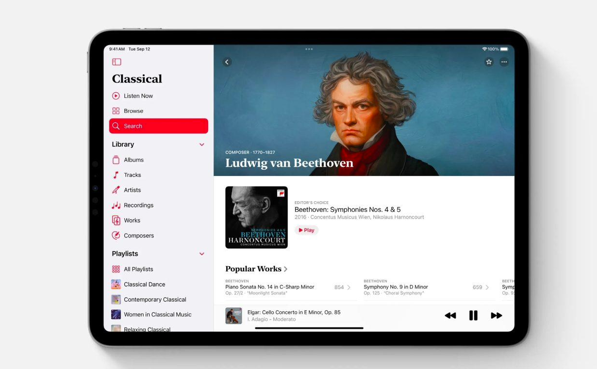 苹果对 Apple Music 古典乐应用进行重大更新，推出 iPad 版
